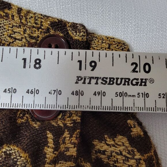 VTG Sag Harbor Womens Midi Skirt Faux Wrap Sz 2XL Brown & Gold Brocade Preppy - Picture 10 of 12